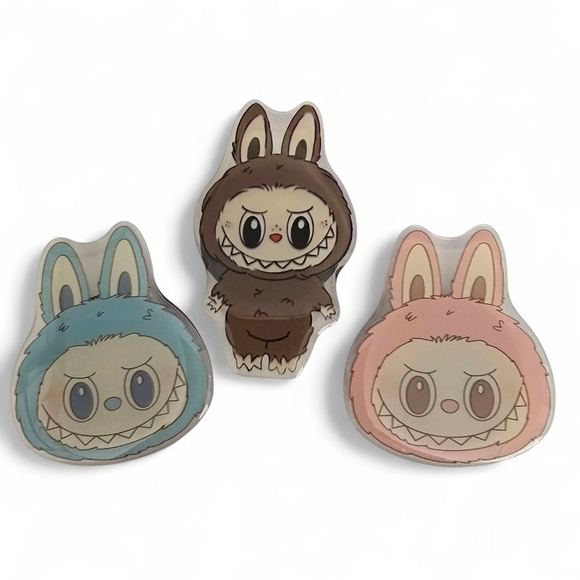 Labubu Other - Labubu Phone Holder Set – Blue, Pink & Brown